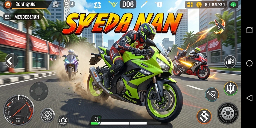 Tampilan mendebarkan gameplay balapan sepeda motor di D06.