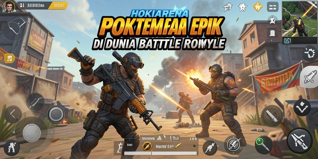 Gameplay HOKIARENA yang intens dan seru dalam pertempuran Battle Royale.