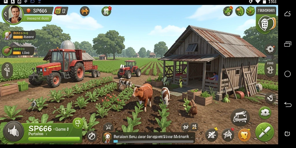 Tangkapan layar dari gameplay SP666 menunjukkan aktivitas bertani yang menyenangkan.